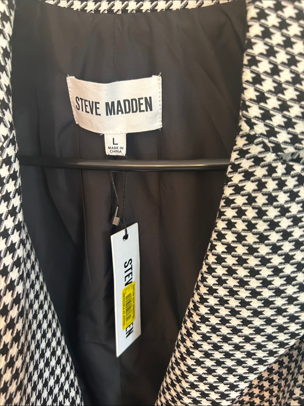 Steve Madden Black & White Houndstooth Double-Breasted Blazer NWT - Picture 3 of 3